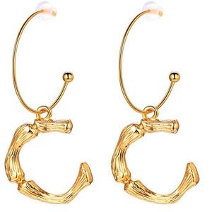 Bamboo letter C pendant earrings
